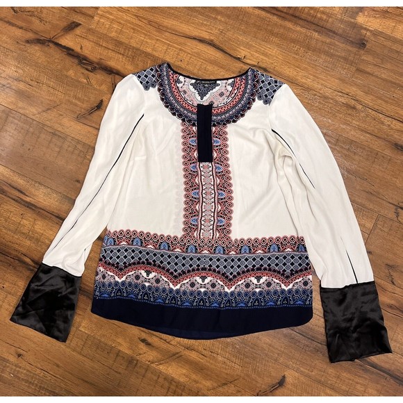 Adrianna Papell Geometric Tunic Long Sleeve Top Size S - Picture 6 of 6